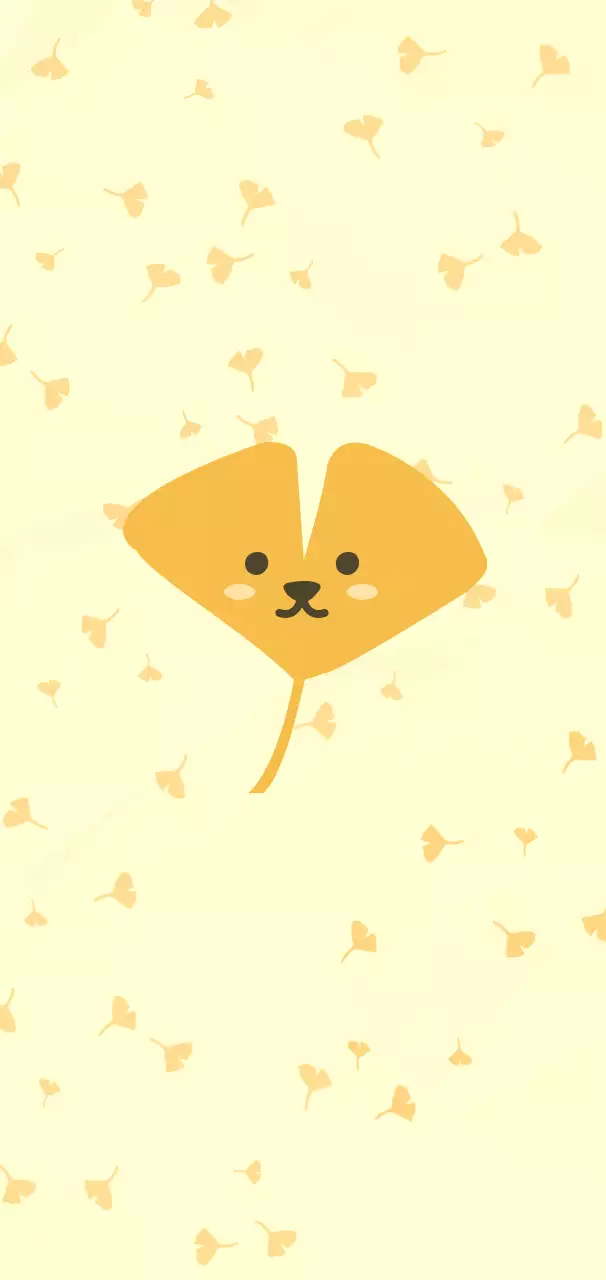 노랑 아기자기한 표정이 있는 은행잎 포토프레임