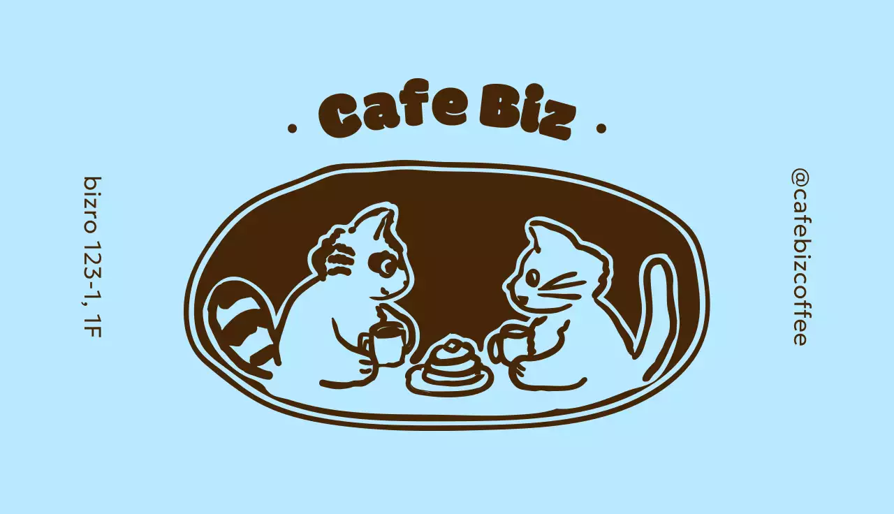 하늘색 아기자기한 카페 로고