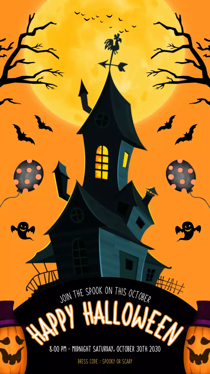 Postagem moderna e laranja de feliz dia das bruxas no Instagram