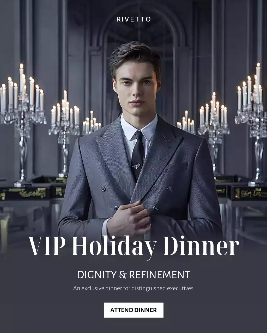 Navy Elegant Dinner Invitation Instagram Post