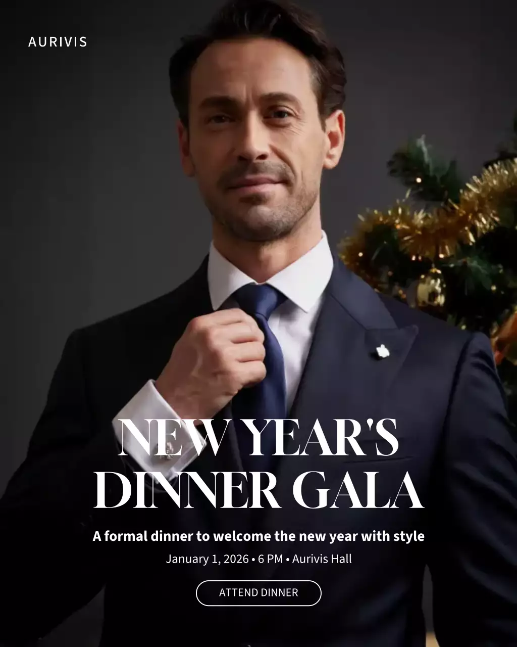 Navy Elegant Dinner Invitation Instagram Post