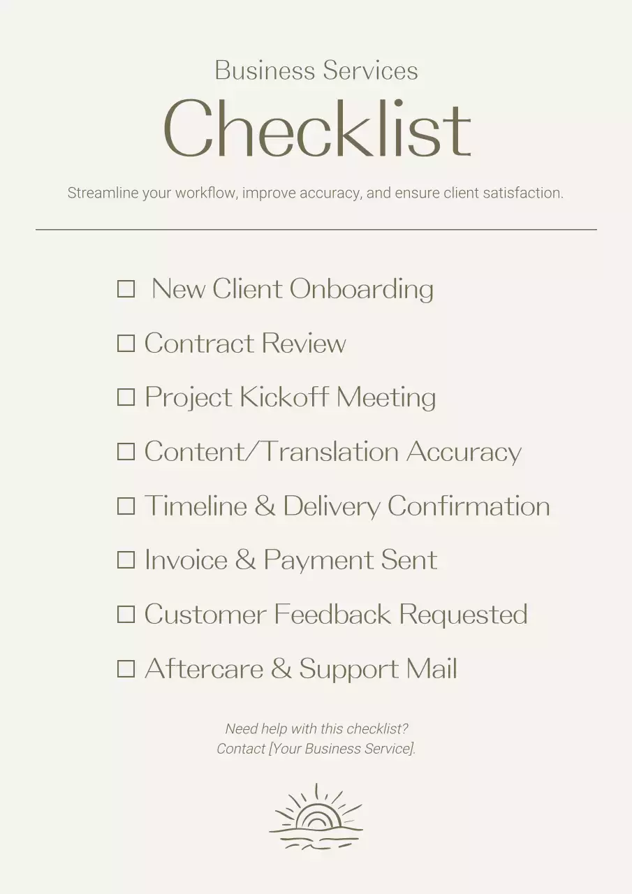Beige Minimalist Business Checklist
