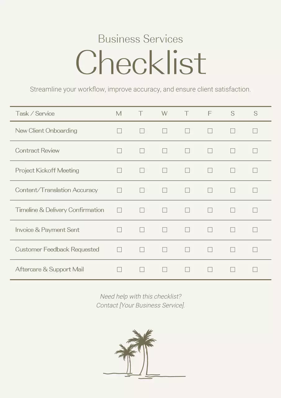 Beige Minimal Business Checklist Web Poster