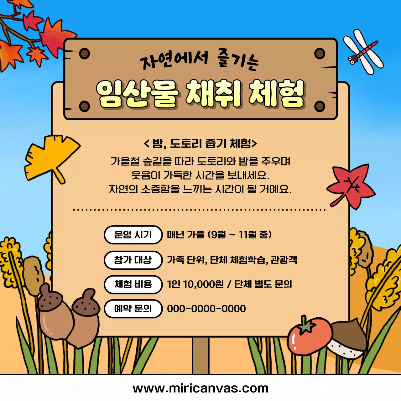 하늘색 아기자기한 체험 홍보