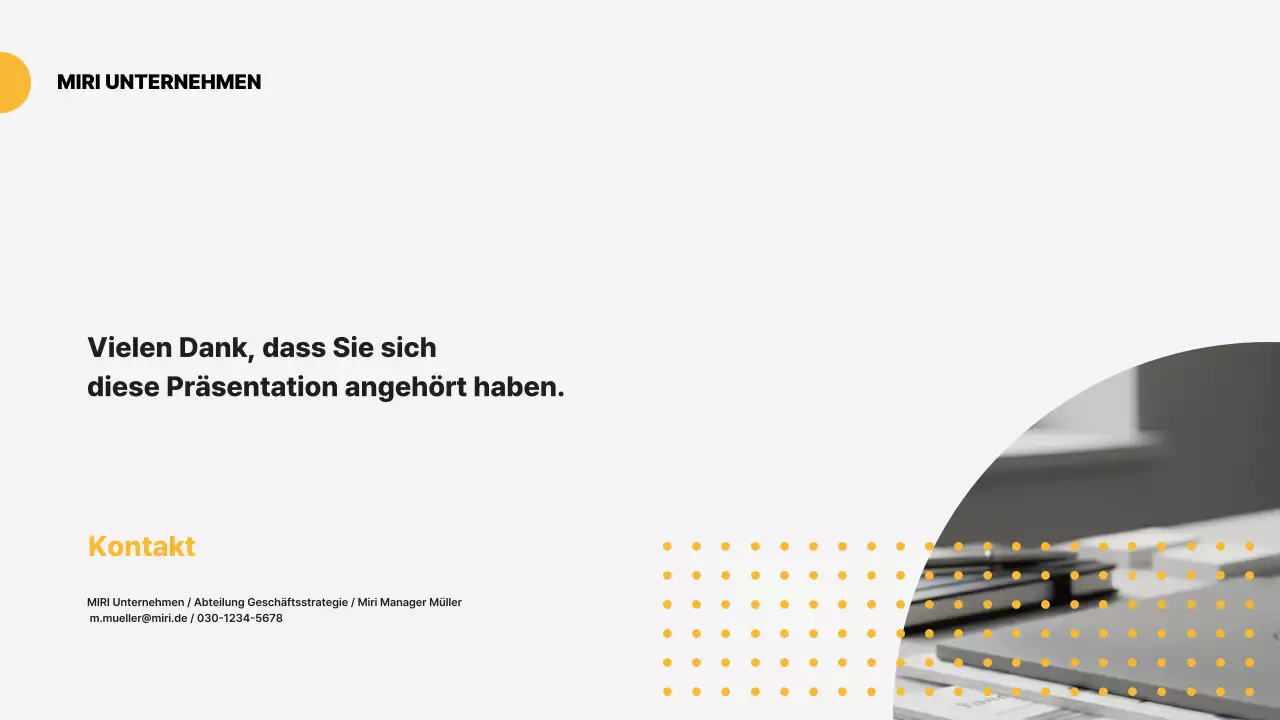 Gelbe moderne Vorschlagsplanung