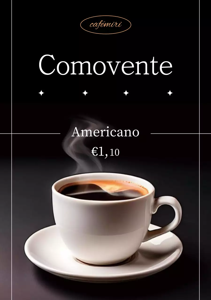 Anúncio de café preto simples