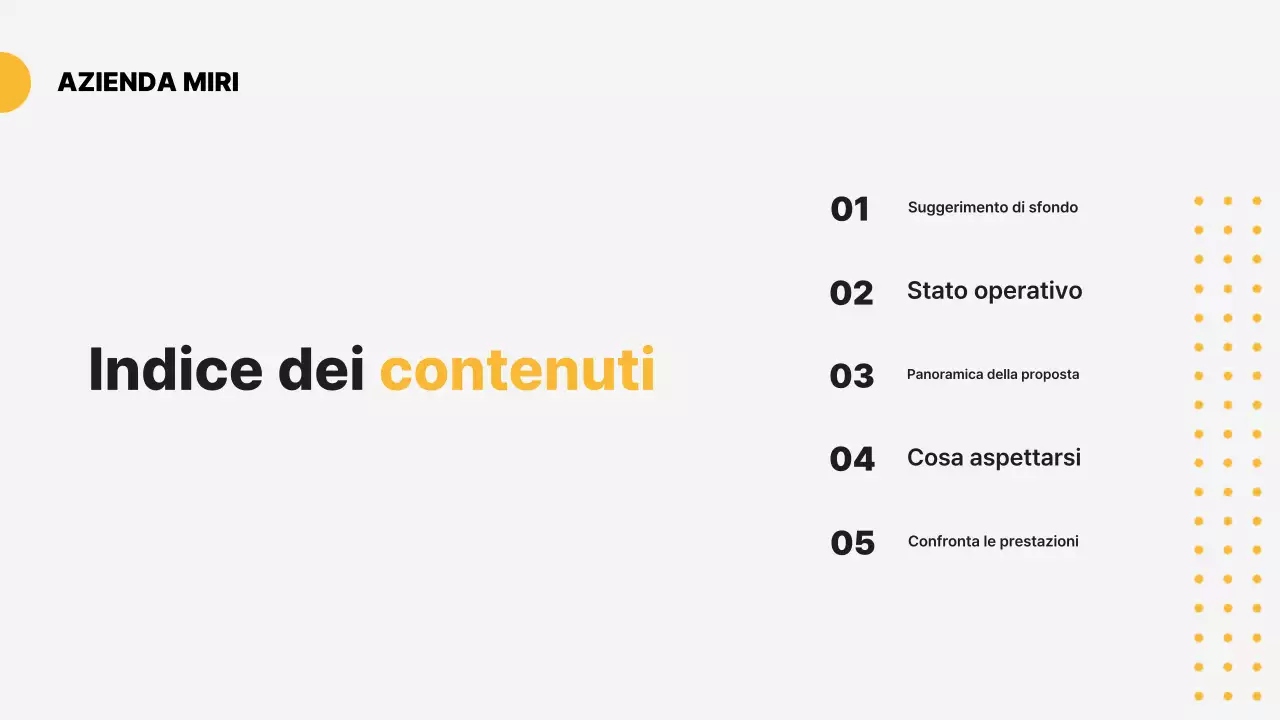 Pianificazione della proposta moderna gialla