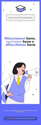 Avviso di benvenuto viola e ordinato per l'esame di ammissione all'università