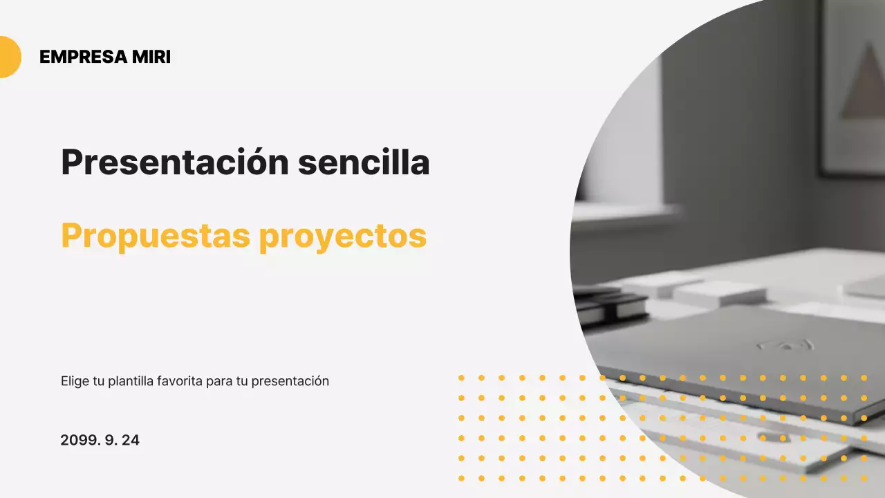 Planificación de propuestas modernas en amarillo