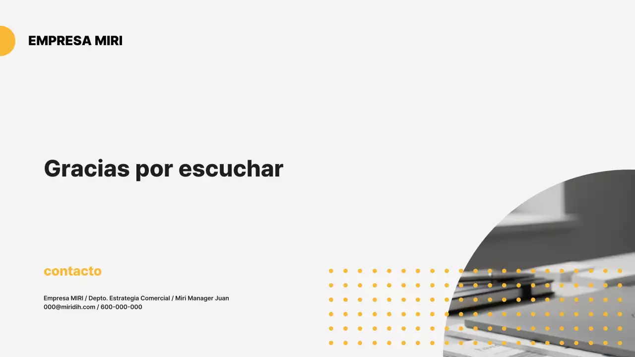 Planificación de propuestas modernas en amarillo