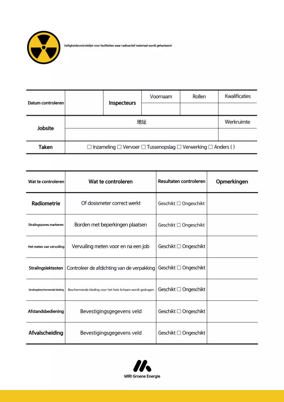 Gele eenvoudige veiligheidscheck
