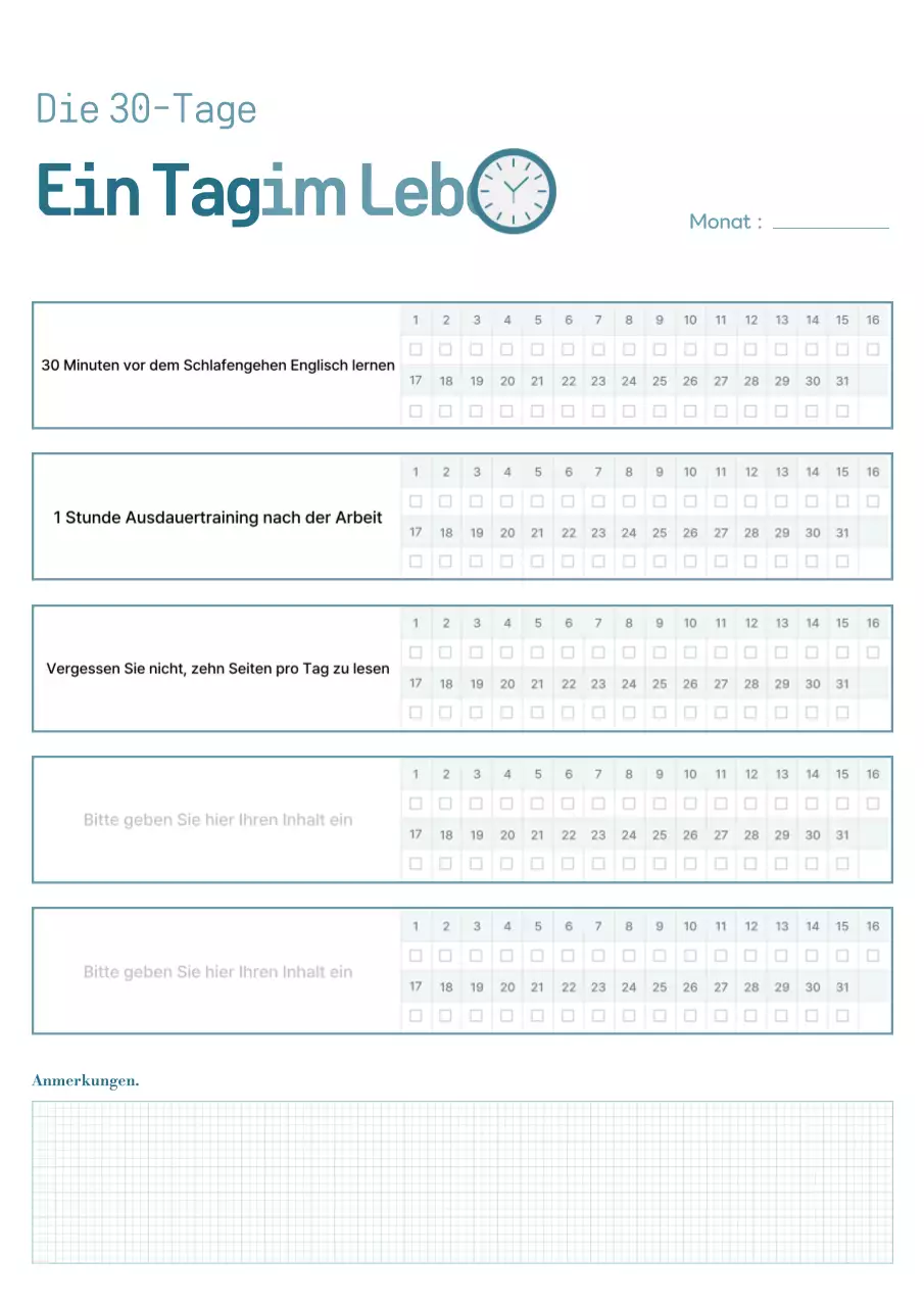 Blaues Simple Life Tagebuch