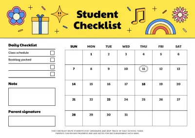 Yellow playful student checklist planner Web Poster