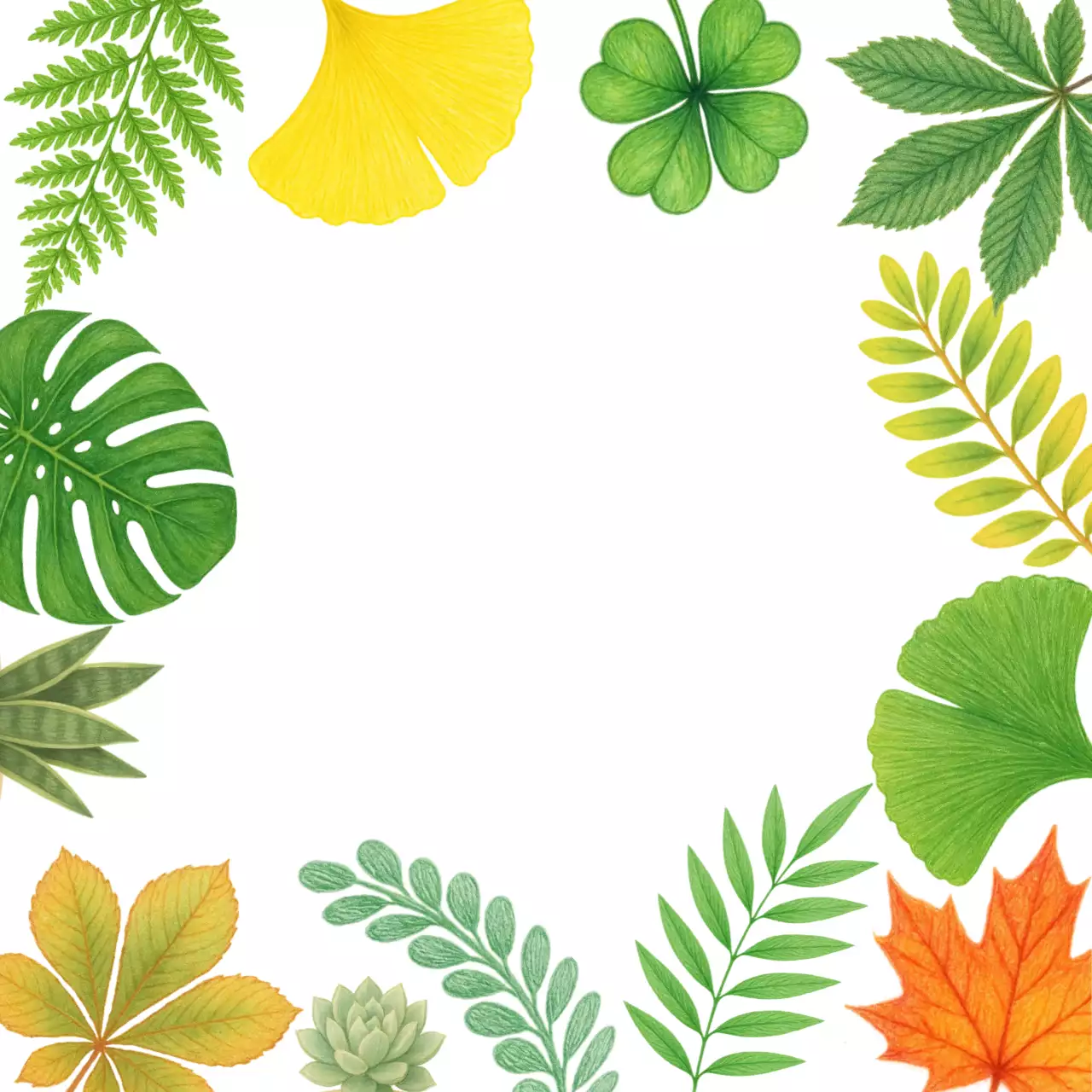 초록 노랑 다양한 나뭇잎 사이로 포토프레임