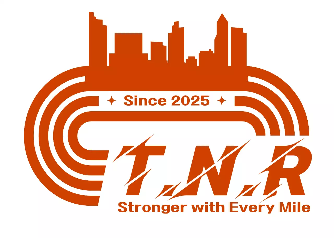 オレンジ モダン ランニング ロゴ ランニング