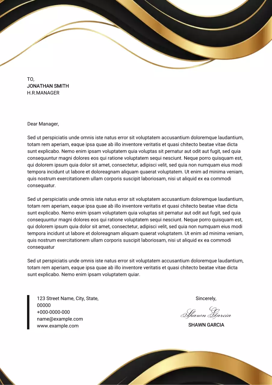 black and gold luxury business letterhead