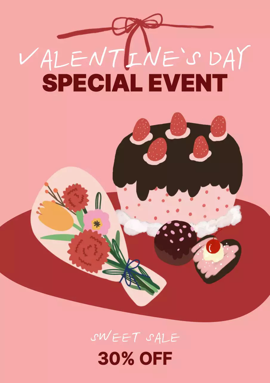 핑크 아기자기한 발렌타인데이 할인 행사