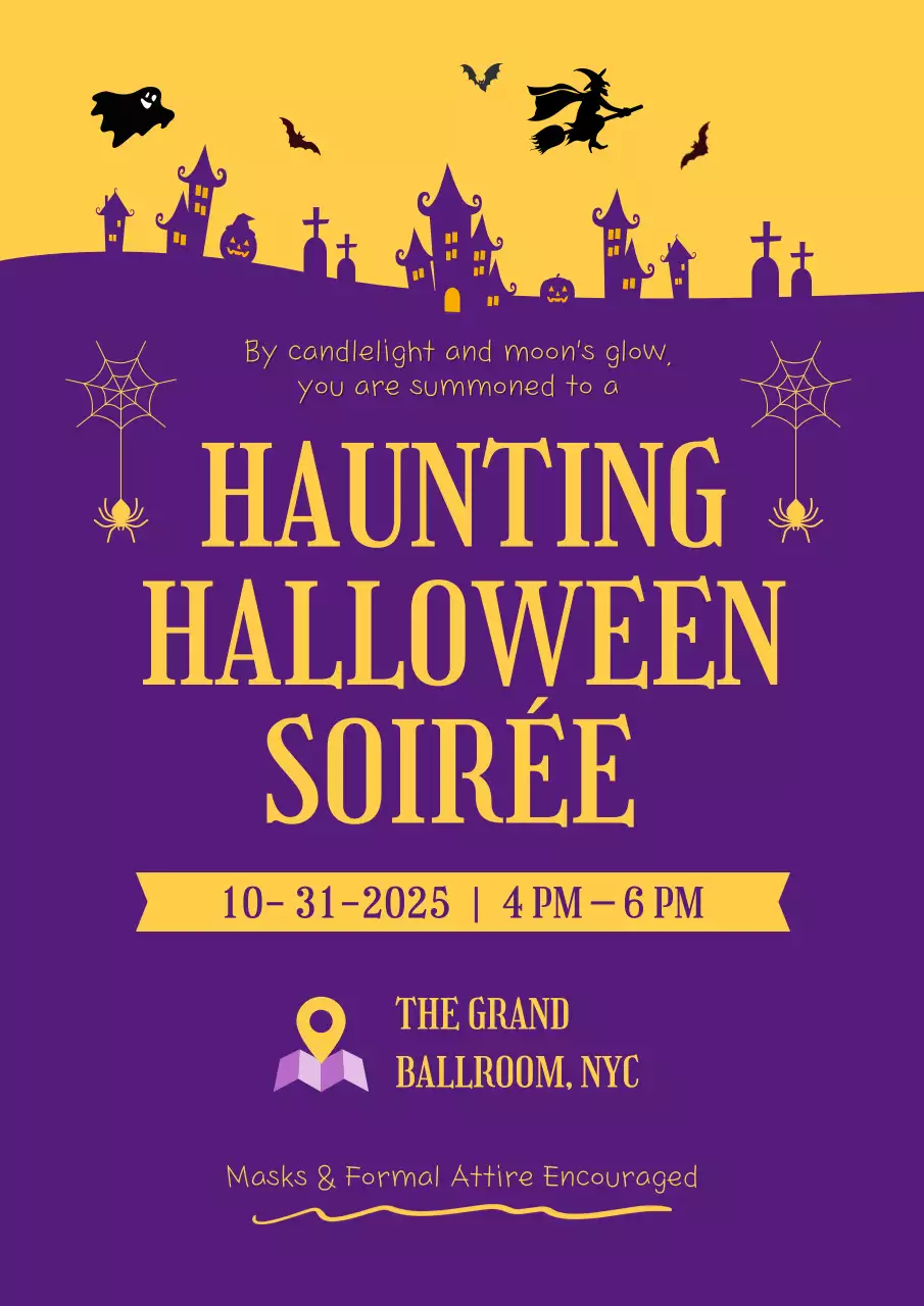 Purple Pop Haunting Halloween Invitation