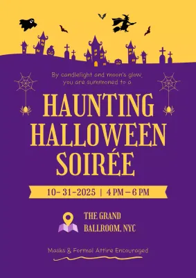 Purple Pop Haunting Halloween Invitation