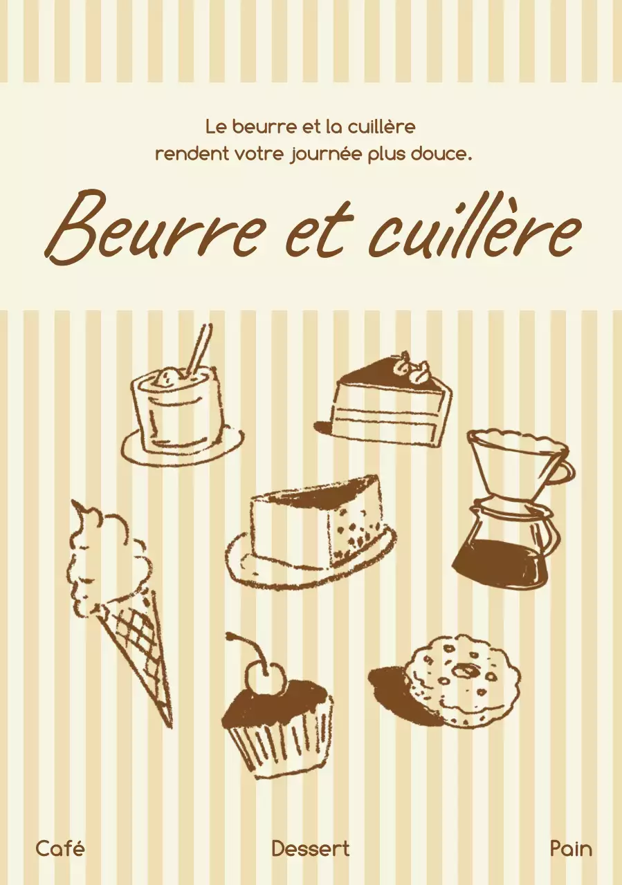Publicité vintage beige pour desserts