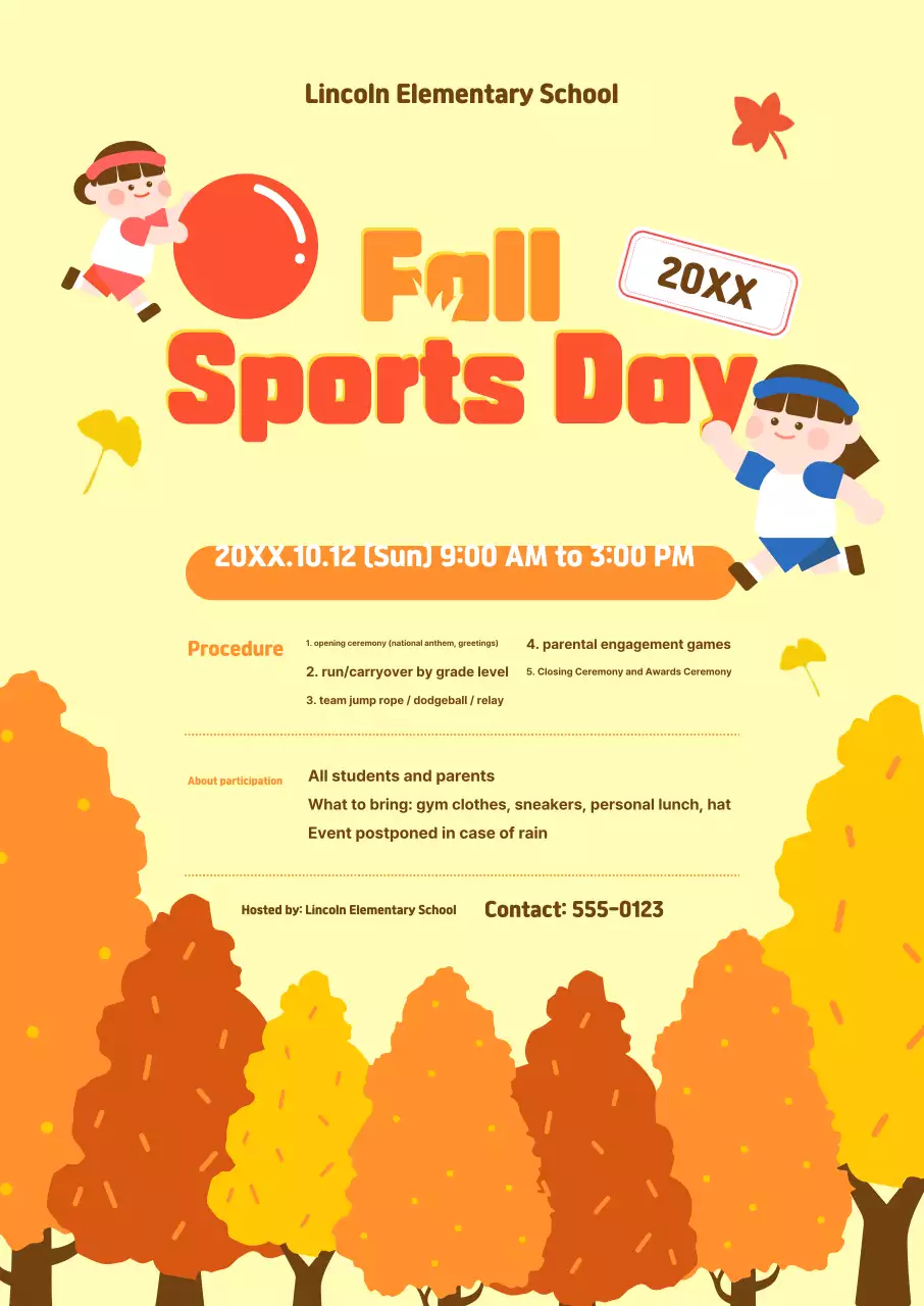 Yellow Cute Sports Day Event