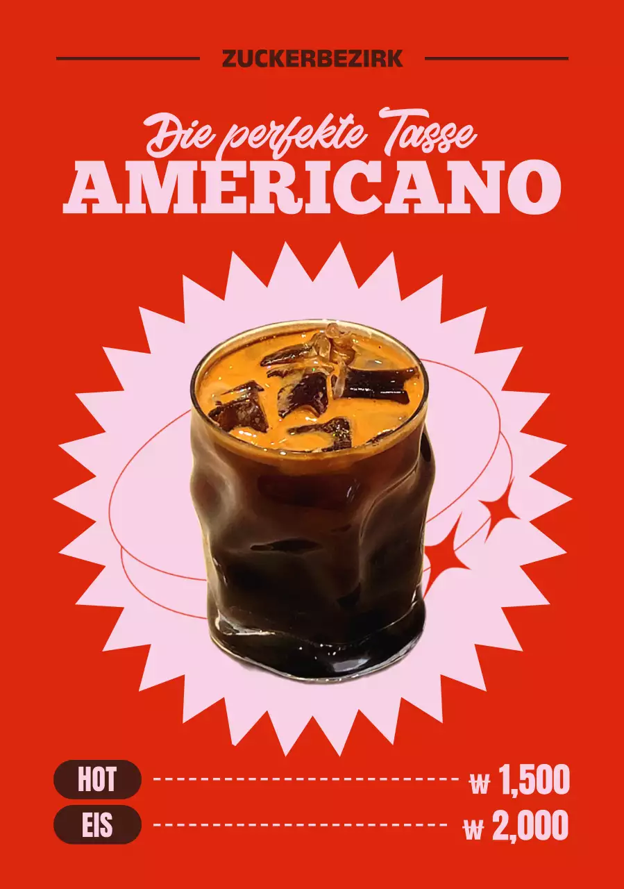 Rote Retro-Kaffeeanzeige