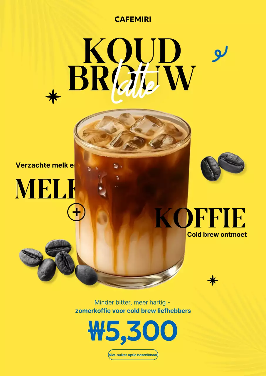 Gele moderne koffie-advertentie