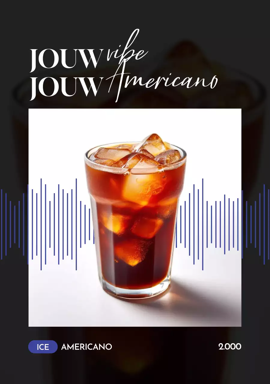 Zwarte moderne koffie advertentie