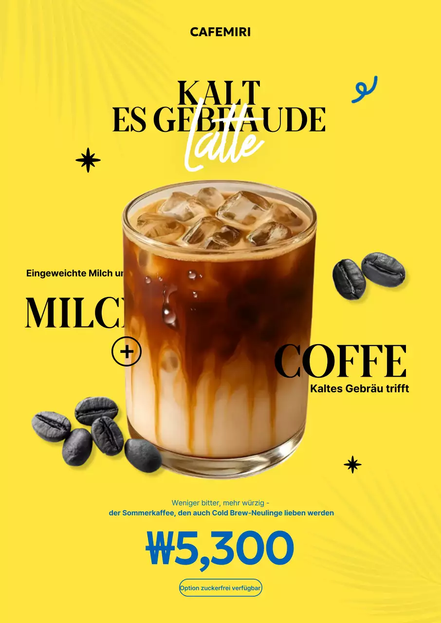 Gelbe moderne Kaffeeanzeige