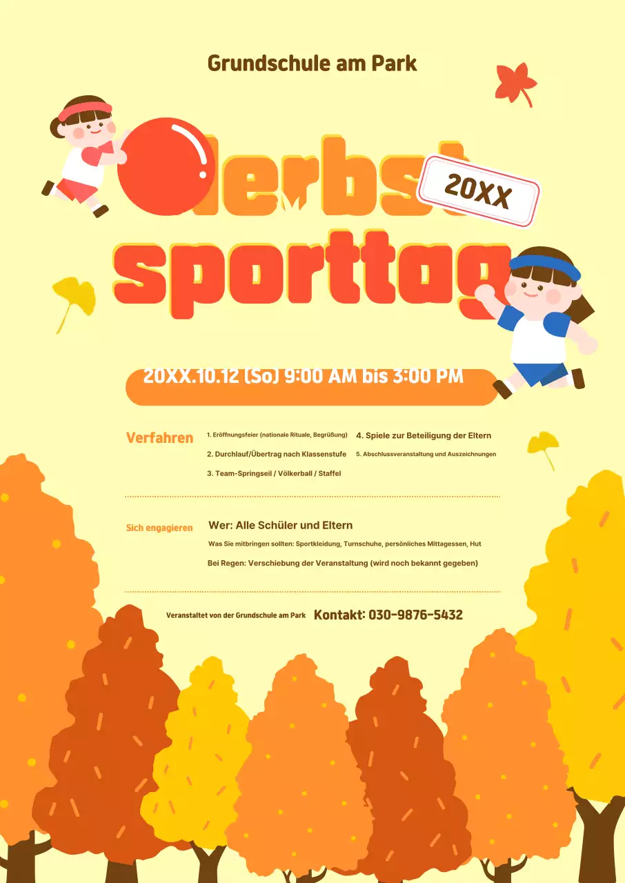 Gelbes süßes Sporttag-Event