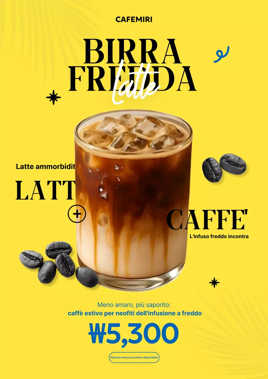 Pubblicità del caffè moderno giallo