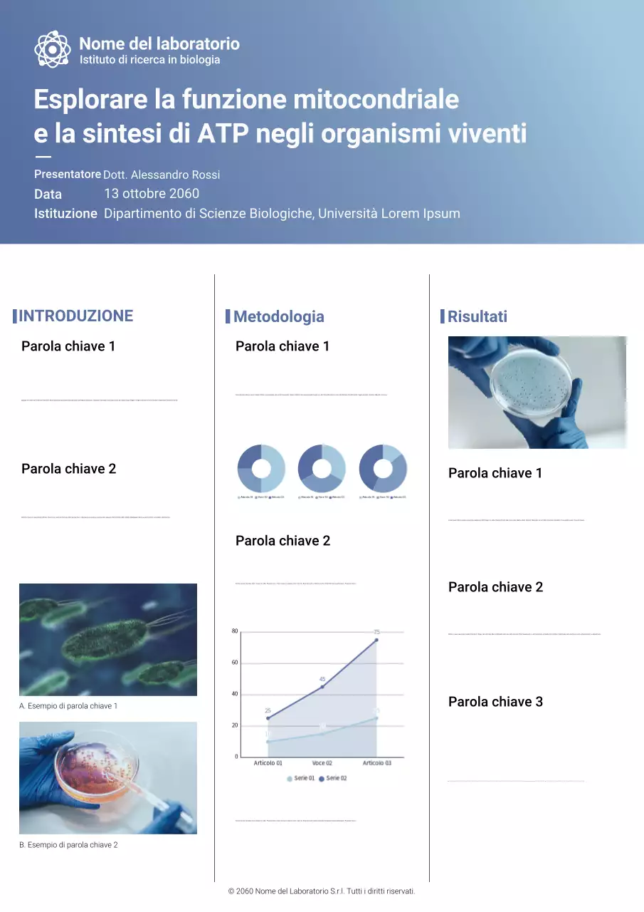 Poster web di presentazione della biologia moderna blu