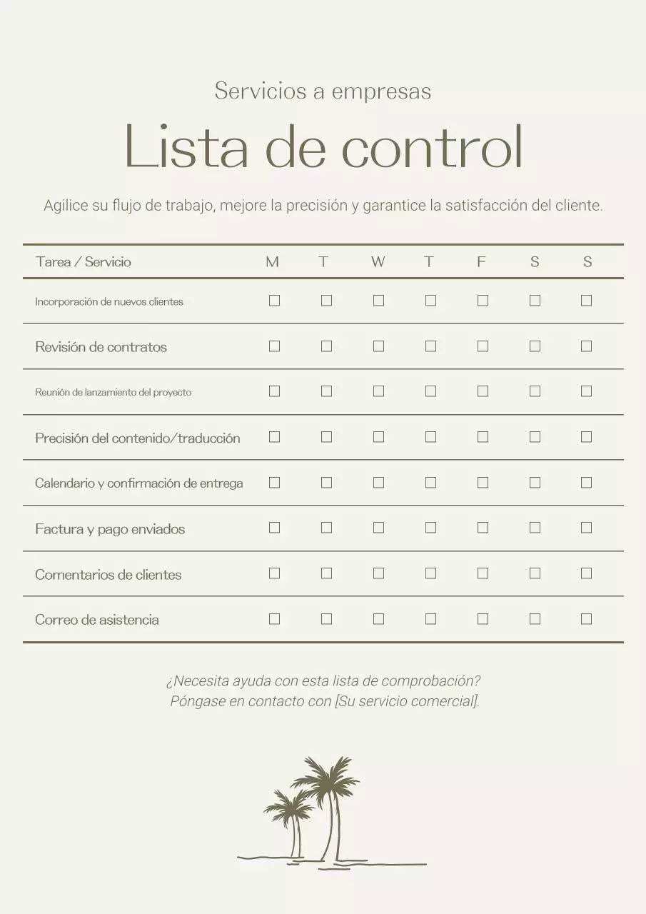 Póster web con lista de verificación empresarial minimalista en beige