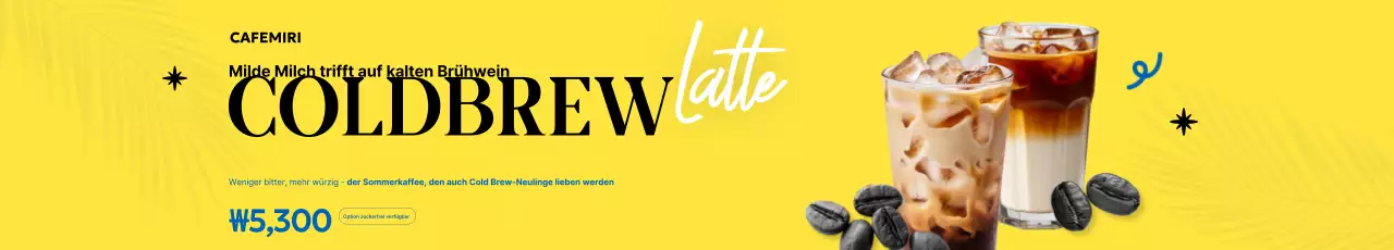 Gelbe moderne Kaffeeanzeige