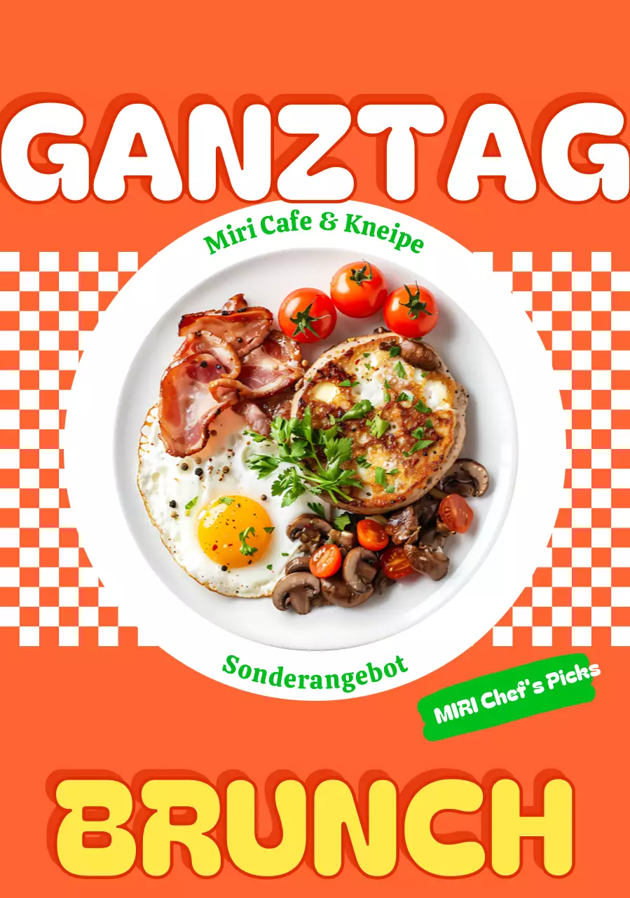 Orange Retro Brunch Menü Aktion