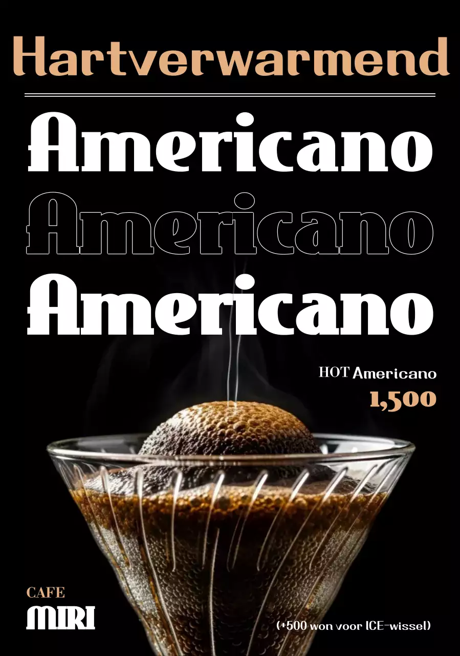 Zwarte moderne koffie advertentie