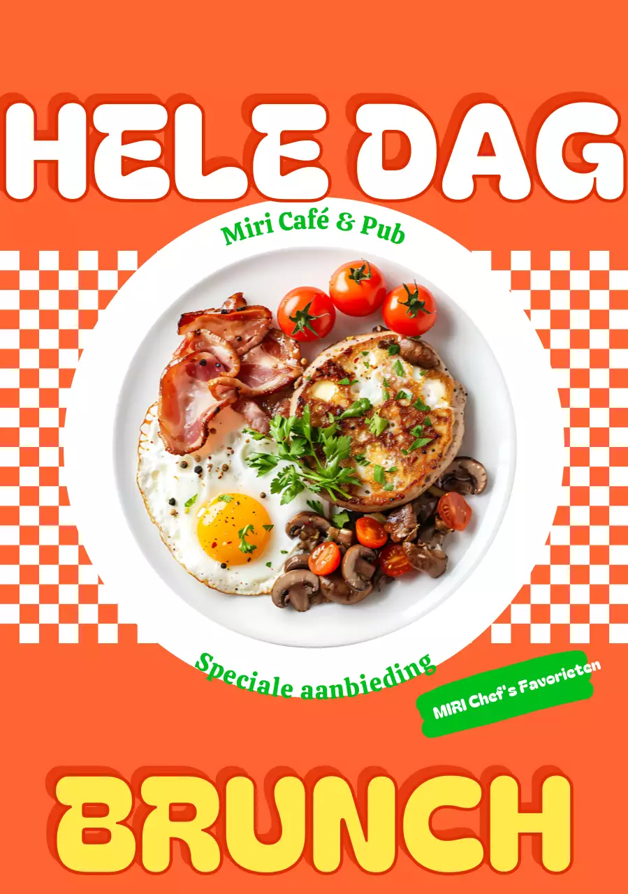 Promotie van het Orange Retro Brunchmenu