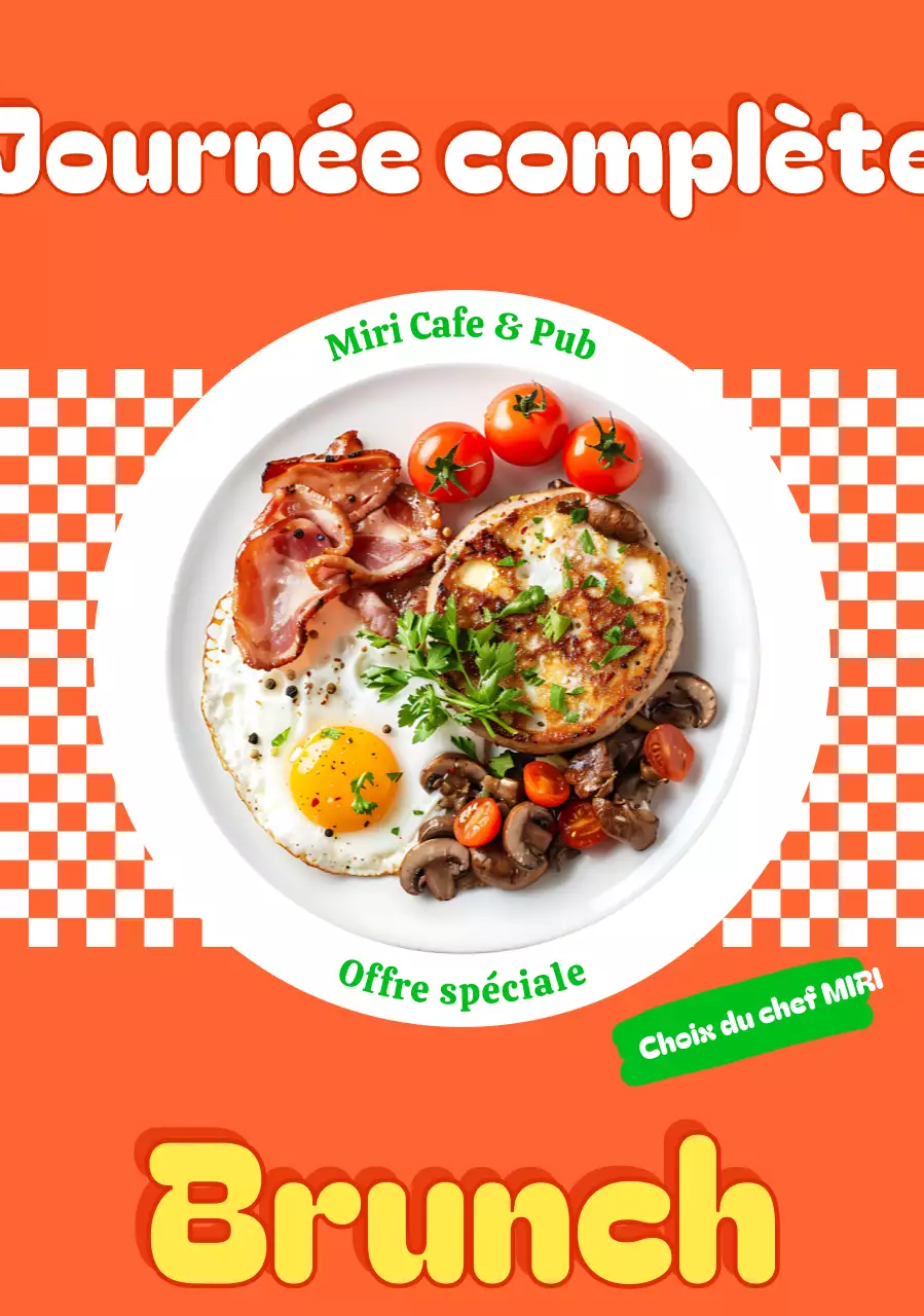 Promotion du menu brunch rétro orange