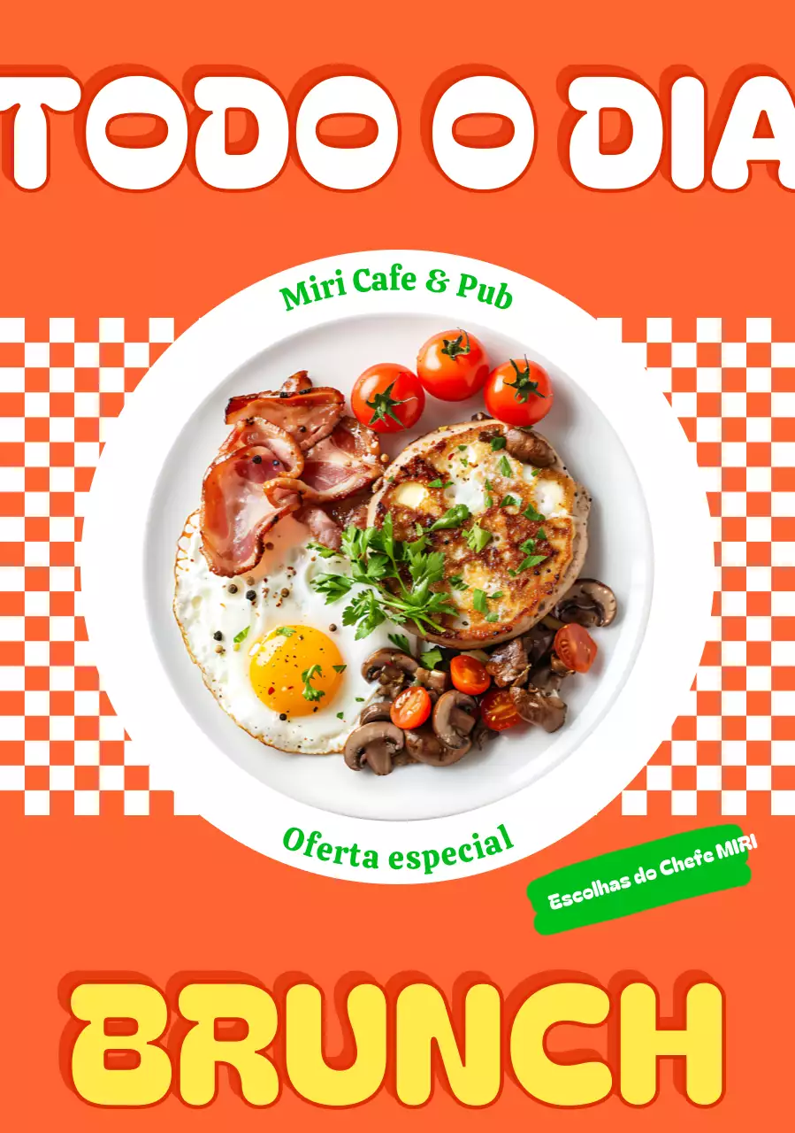Promoção do Menu Brunch Retro Laranja