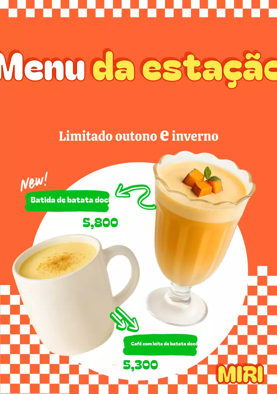 Promoção do cardápio Orange Pop