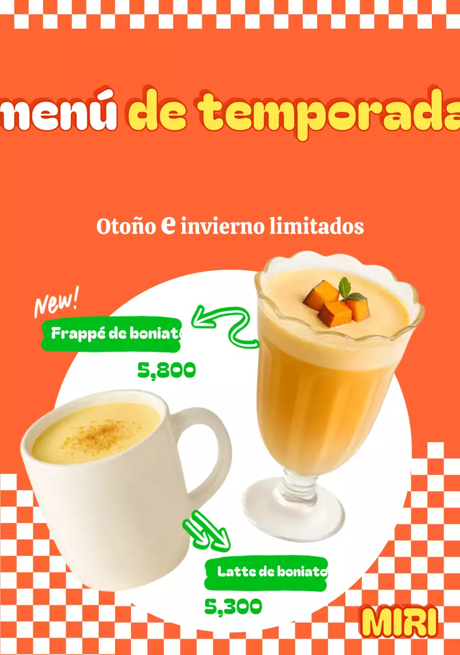 Promoción del menú Orange Pop