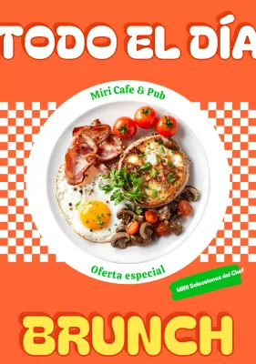 Promoción del menú de brunch retro naranja