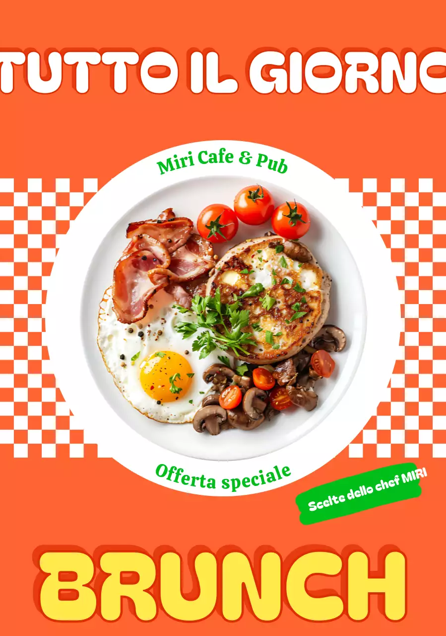 Promozione del menu brunch retrò arancione
