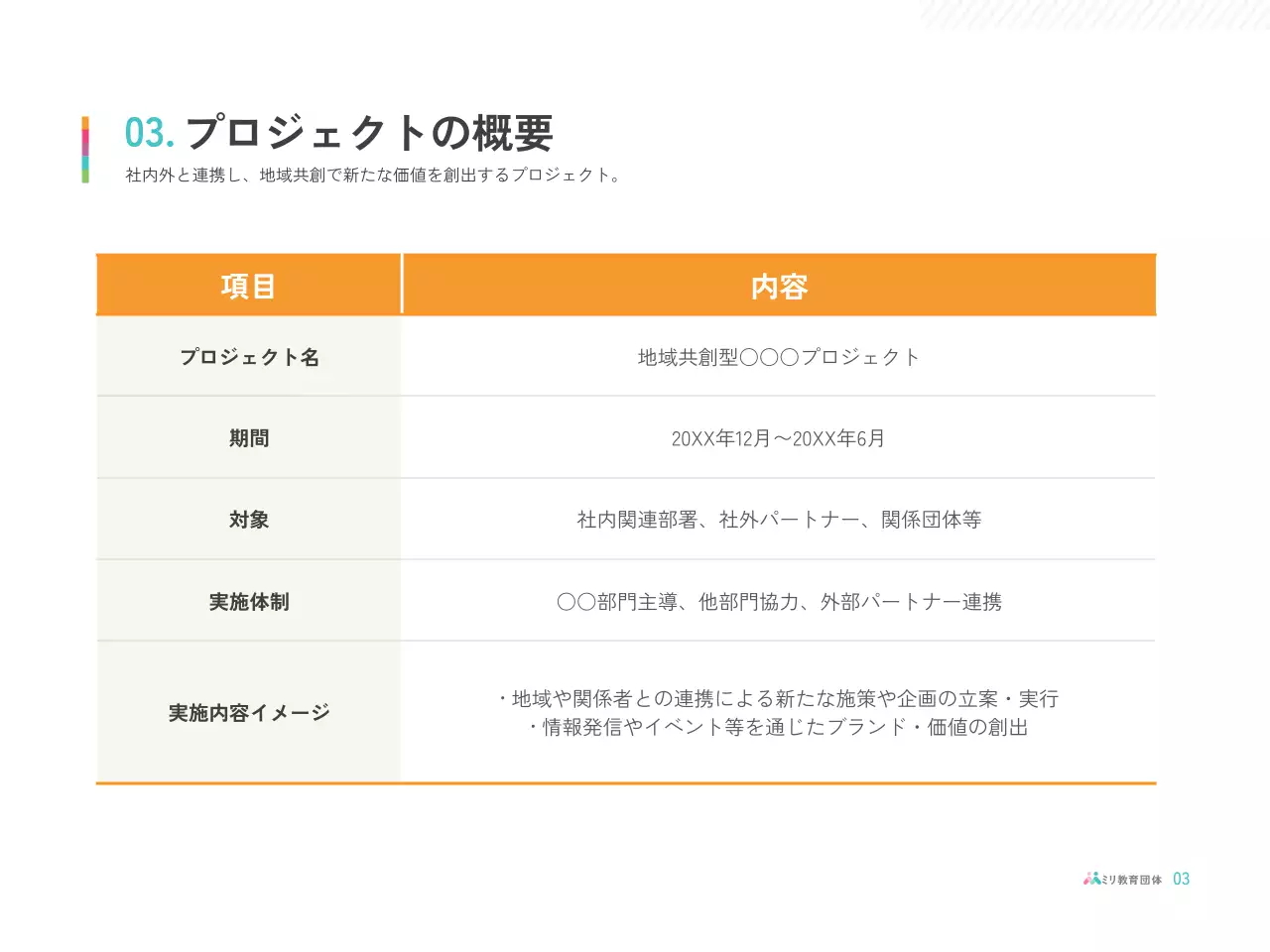 カラフル シンプル 教育 提案書 プレゼンテーション