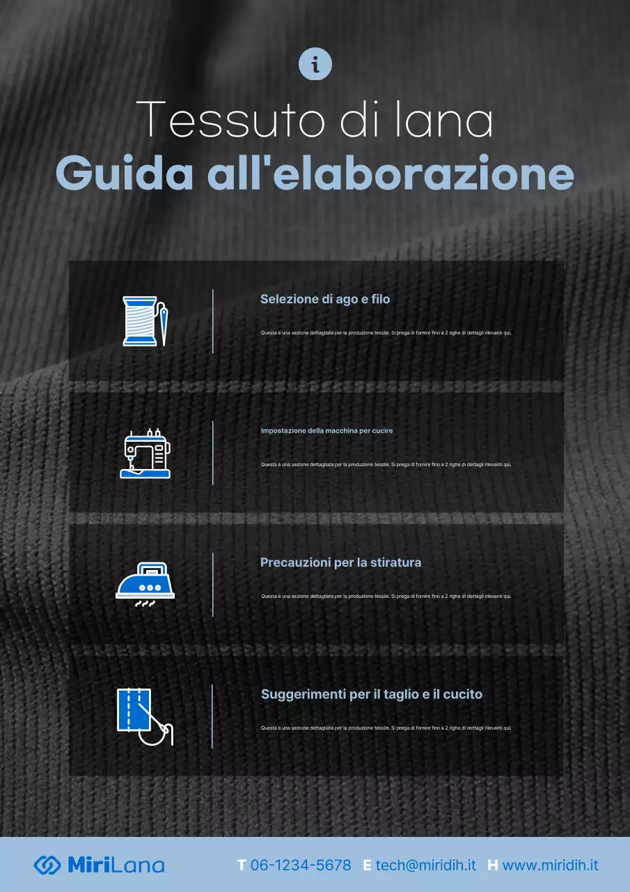 Manuale per la cura del tessuto Black Neat
