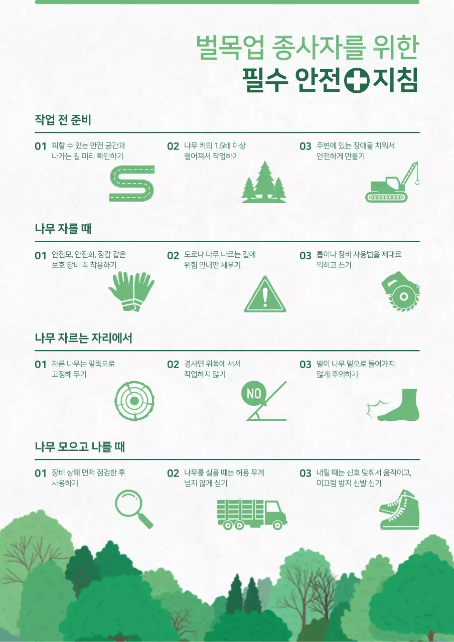 초록 심플 안전 지침 안내