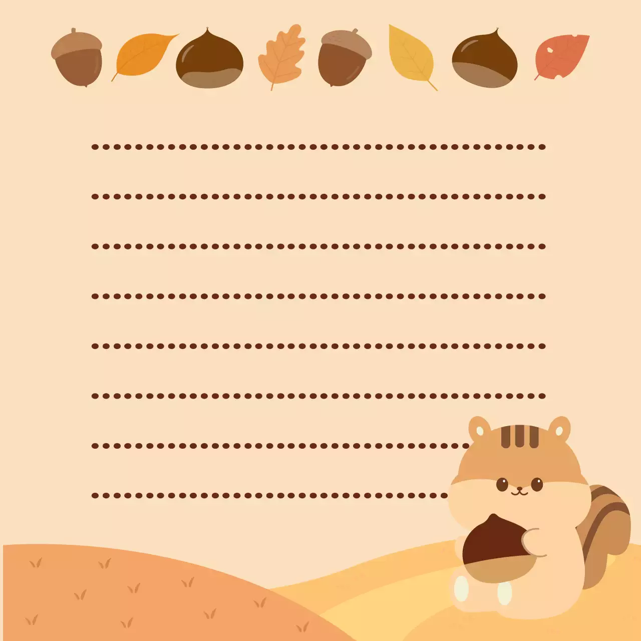 베이지색 가을배경의 다람쥐