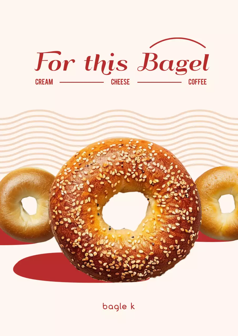 베이지 레드 모던 레트로 베이글 광고