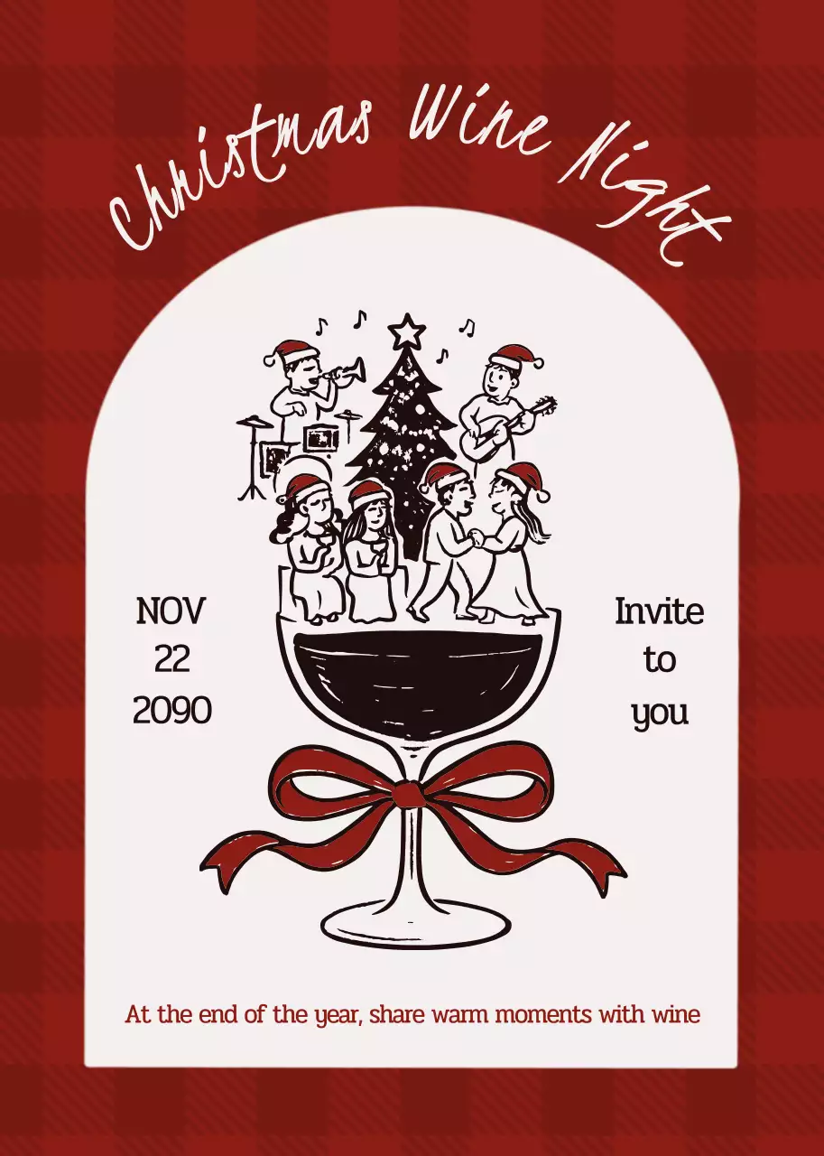 빨강 빈티지 크리스마스 초대장