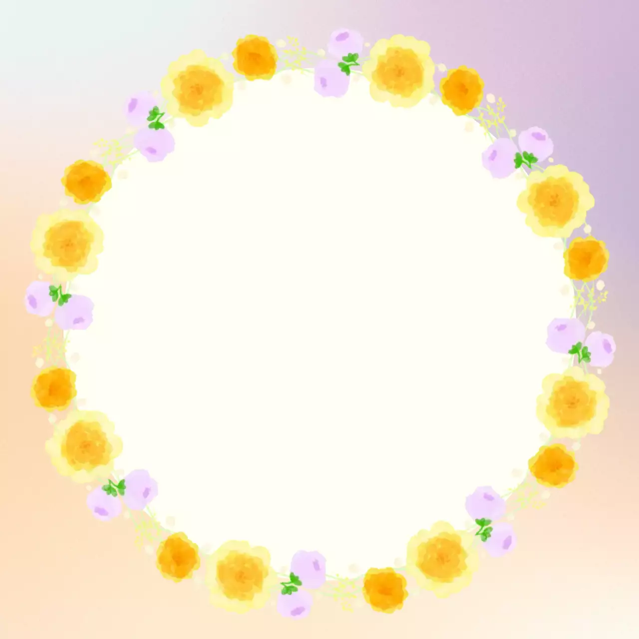 연보라 그라데이션 꽃 장식 엽서